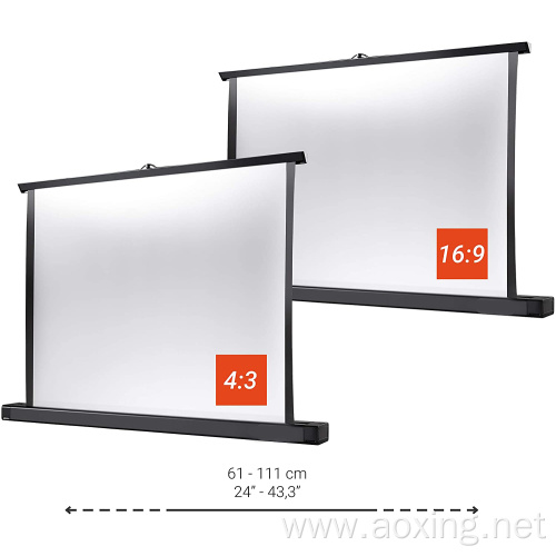 Pull up desktop table top protable projector screens